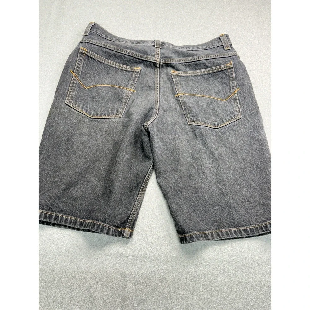 Vintage Anchor Blue Baggy Jean Shorts Jorts Sz 36 Black Denim Skater y2K